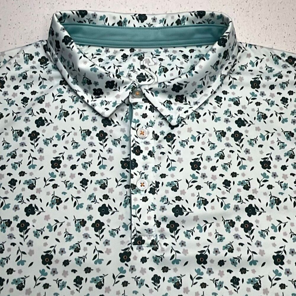 Swannies Micro Floral Performance Golf Polo Mens XL